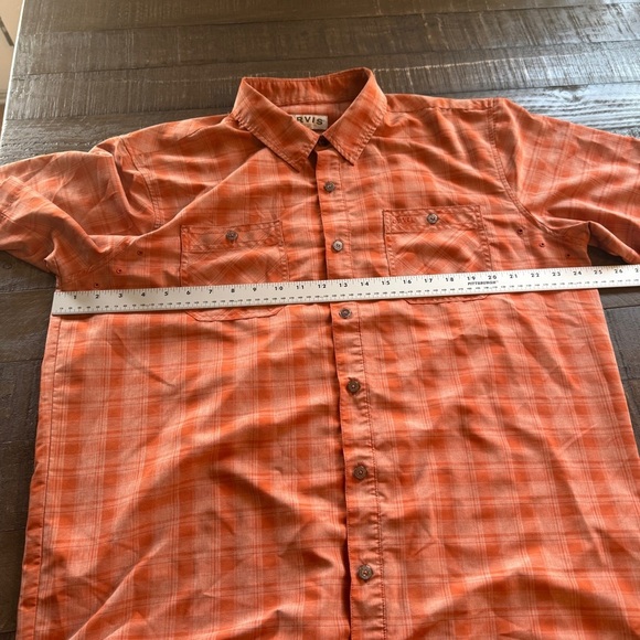 Orvis Men's Short Sleeve Tech Shirt XL Orange Plaid Quick Dry UPF30+ Polyester - Picture 4 of 13